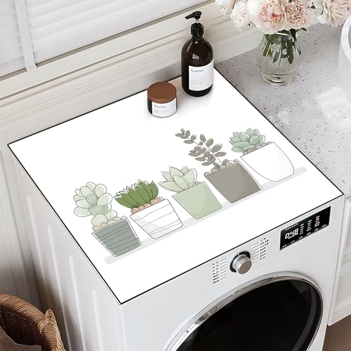 Image of Non-Slip Washer & Dryer Top Cover Mat Dust-Proof Protective Pad with Absorbent Surface & Rubber Backing, Waterproof & Heat Resistant Laundry Room Decor (Vase, 23.6 inch x 19.7 inch)
