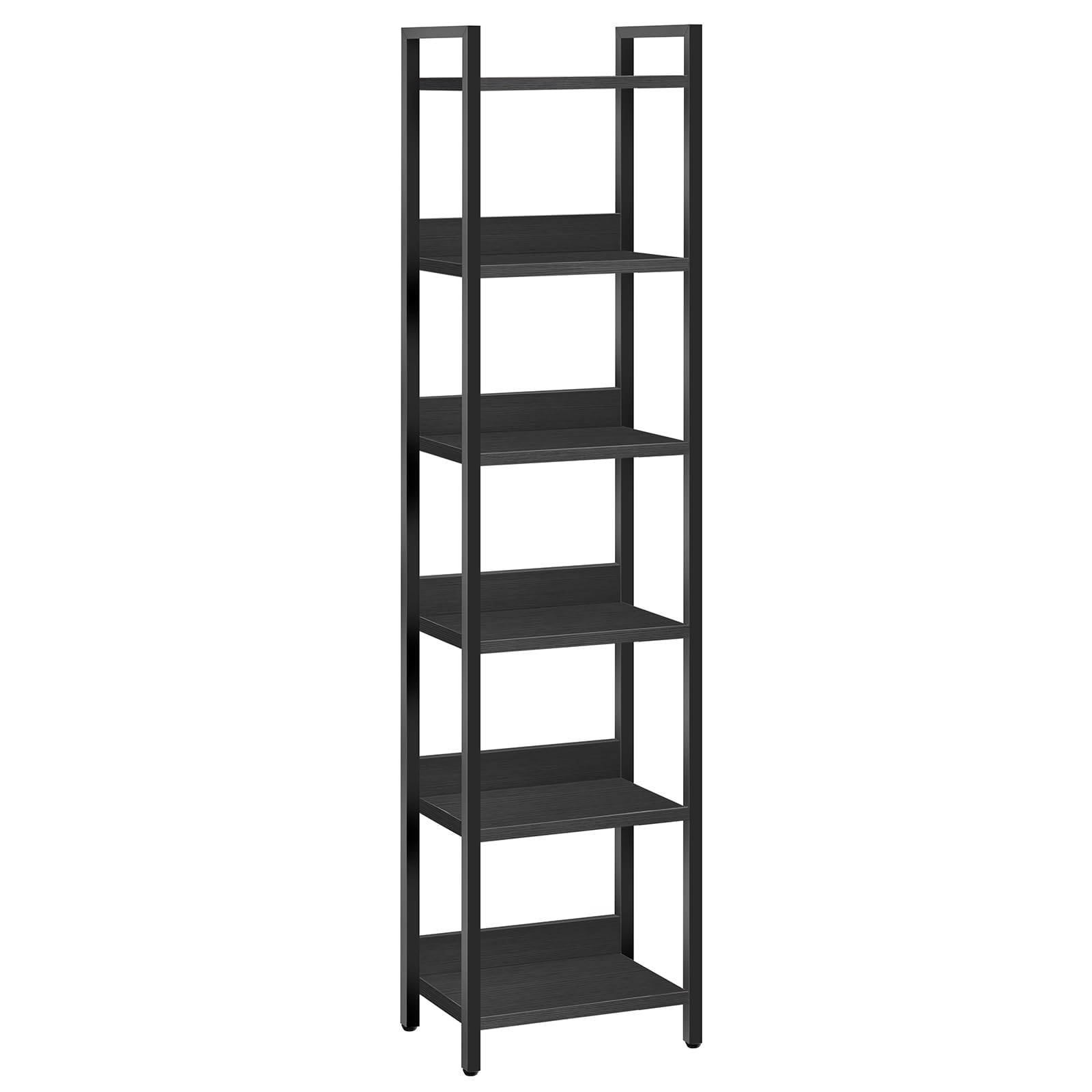 MAHANCRIS Bookshelf, 6-Tier Bookcase, Standing Book Shelf for Small Space, Storage Shelf Organizer, for Living Room, Bedroom, Study, Balcony, Black