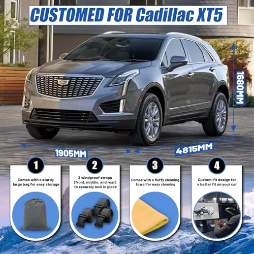 Image of SUV Car Cover Custom Fit for Cadillac XT5 (2016-2026), Waterproof All Weather for Automobiles Full Exterior Cover Rain Sun Snow UV Protector.
