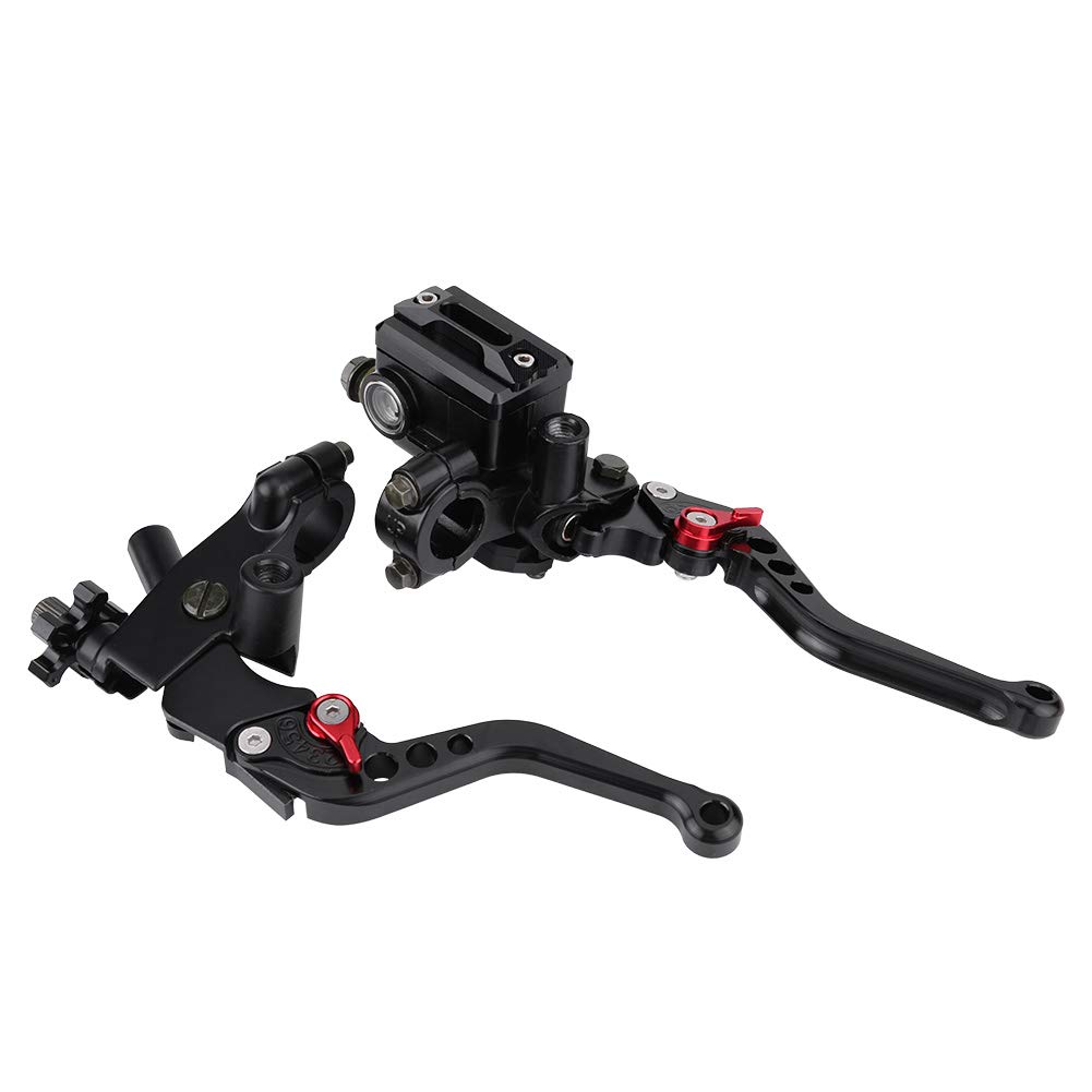 Aramox Guidon Moto 22Mm Leviers de maître-cylindre de frein, 1 paire de leviers de réservoir de maître-cylindre d'embrayage de frein universel pour moto 7/8 "(22 mm), noir