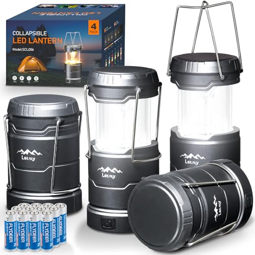 LETMY LED Camping Lantern for Power Outages, 3 Color Modes & Dimmable Battery Powered Lantern, IPX...