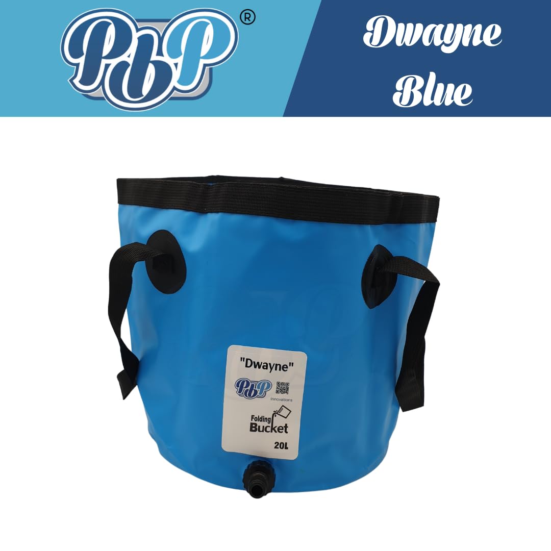 PBP Práctico cubo plegable de 20 L – "DWAYNE" con conector de manguera rápido (azul)
