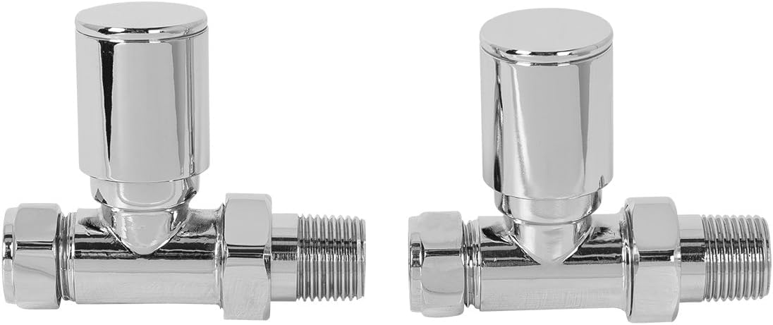 Warmehaus Chrome Straight Towel Radiator Valves Round 15Mm Pack