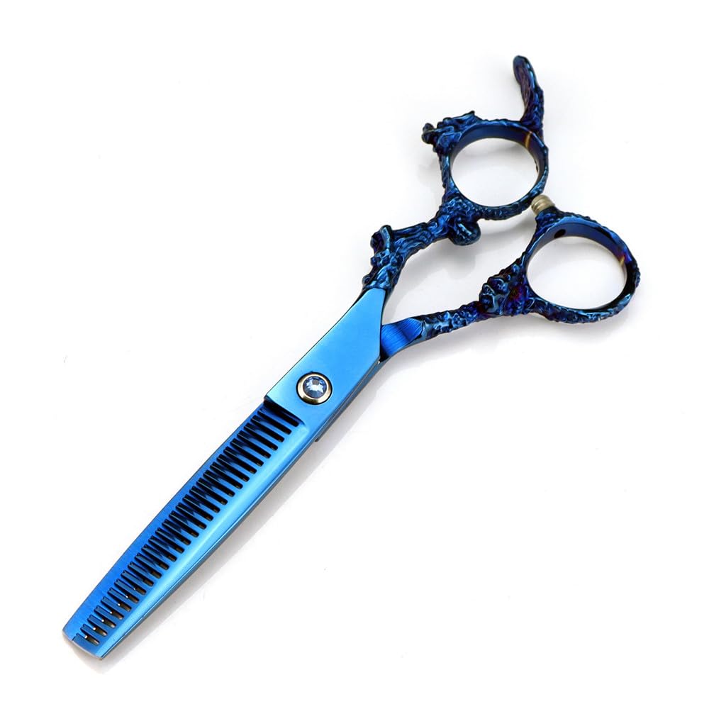 Haarschneideschere, 6 Zoll, Professionelle Japanische 440C-Schere, Blaue Drachen-Haarschere, Effilierschere Für Den Haarschnitt, Friseurschere