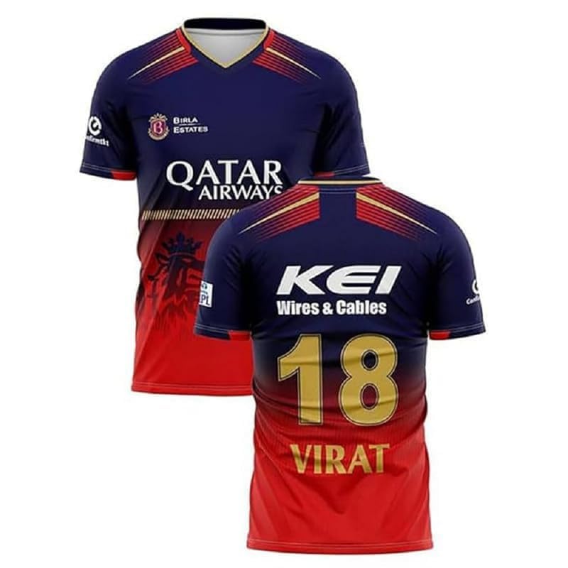 Virat 18 Jersey Red T-Shirt 2025(Kid's, Boy's& Men)