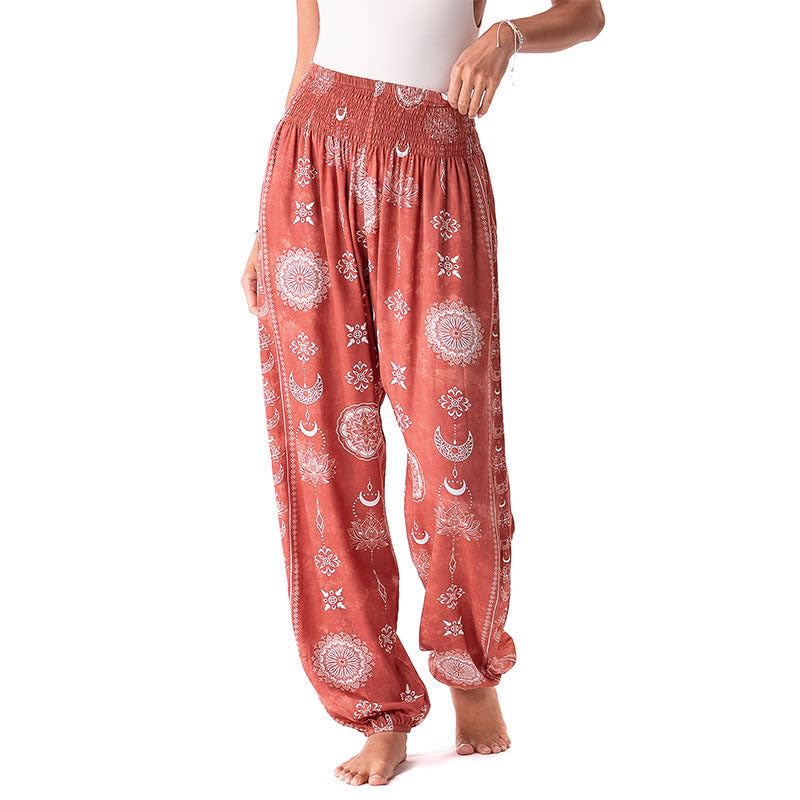Image of Lotus and Luna Women's Harem Pants Thai Pants for Beach & Lounge High Waisted Flowy Boho Pants Genie Pants Yoga Pants