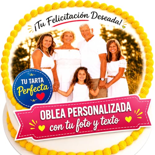 FOTO COMESTIBLE, oblea con foto, personalizada nombre y edad para pastel o Tarta, Cumpleaños, Foto Comestibles para Tartas de Cumpleaños, Varios Tamaños, DISCO - Medida redonda