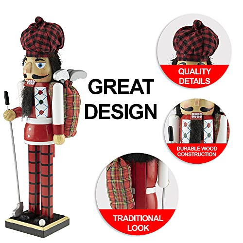 Clever Creations Schwarzer Golfer Traditioneller Nussknacker aus Holz, 40,6 cm, festliche Weihnachtsdekoration für Regale und Tische – Ansicht 3