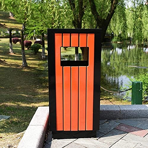 GHFHF Grote buitenstalen houten vuilnisbak, 4 ingangen, met vergrendelingsdeksel, vuilnisbak 80cm hoge bruine… - Image 8