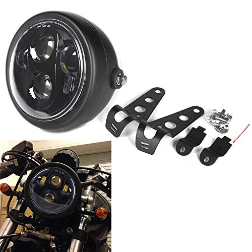 HOZAN Black 5-3/4 5.75inch LED Motorcycle Headlight with Headlight Housing for Honda Shadow