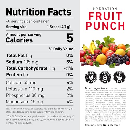 Image of Kaged Electrolytes, Muscle Hydra-Charge Premium Electrolyte Powder, Hydration Electrolyte Powder, Pre Workout, Post Workout, Intra Workout, Fruit Punch, 60 Servings