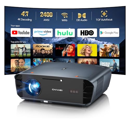 Smart Projector 4K with Google TV, 2400 ANSI Lumens Daytime Viewing, HDR10, NFC, WiFi 6,Bluetooth...