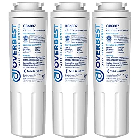 Overbest UKF8001 Replacement for EveryDrop by Whirlpool Refrigerator Water Filter 4, EDR4RXD1, Pack of 3 Cover