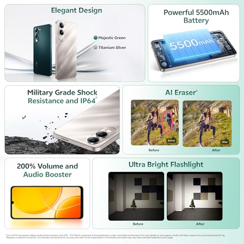 Image of VIVO Y19 5G (Majestic Green, 4GB RAM, 128GB Storage) with No Cost EMI /Additional Exchange Offers