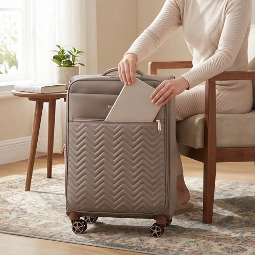 Image of Travelhouse 4-Piece Softside Luggage Set with Spinner Wheels | Lightweight expandable suitcases: 16 inch underseat duffel bag + 20 inch carry-on + 24 inch + 28 inch checked