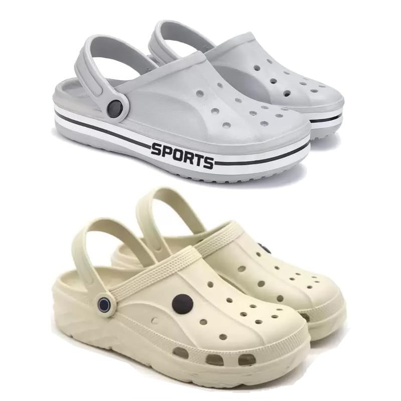 WINGSCRAFT-Lightweight Classic Clogs | Sandals |Slider Adjustable Back Strap for Men-Combo(2)-3067-3096-9 Beige (B0D33Q3T1L) Amazon Price History, Amazon Price Tracker