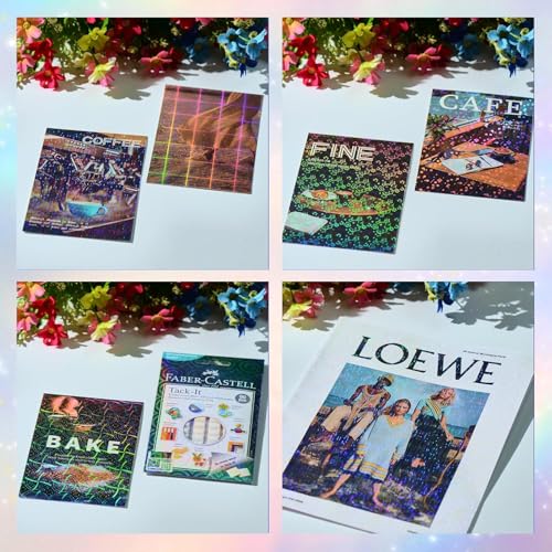 Image of True-Ally 20 Sheets Holographic Sticker Paper, Transparent Holographic Vinyl Laminate Film, Clear Overlay Lamination Sticker Paper Self Adhesive Waterproof - 8.5x11 inch (Gear Flower Patter)