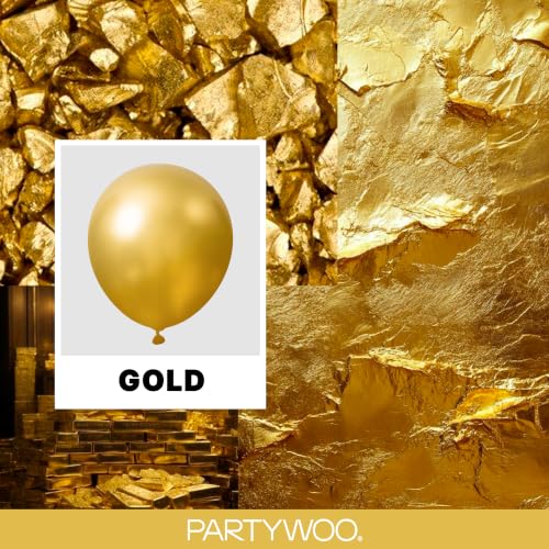 Image of PartyWoo Gold Balloons 101pcs 12 Inch Gold Latex Helium Balloons for Birthday Wedding Anniversary Baby Shower Graduation Bachelorette Retirement Engagement Tea Casino Disco Party Decorations Gold-G101