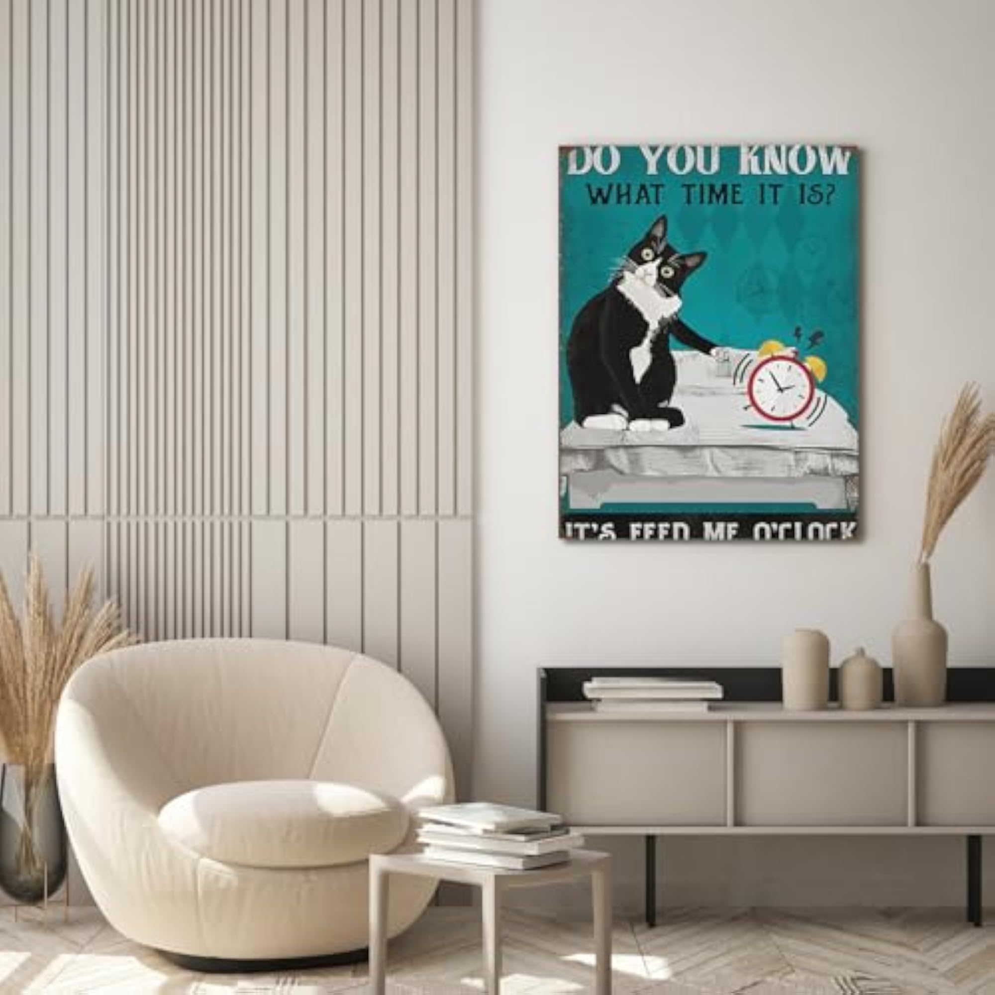 Funny Cat Canvas Wall Art with Hooks