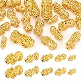 PandaHall 20pcs Real 24K Gold Plated Alloy Pixiu Spacer Beads Chinese Dragon Good Luck Charms Beads for Pi Yao Attract Wealth Money Feng Shui Bracelet Men Women Jewelry