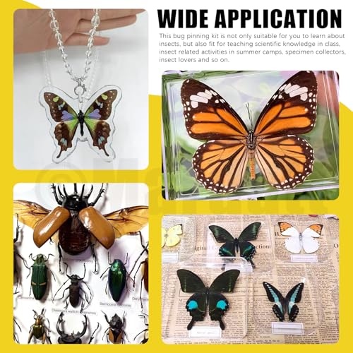 Image of Mardatt 15Pcs Making Insect Specimen Tools Kit, Insect Pinning Kit with Insect Pinning Block, Insect Pinning Board, Insect Pins, Wings Pressing Paper, Insect Display Case, Tweezers, Scissors