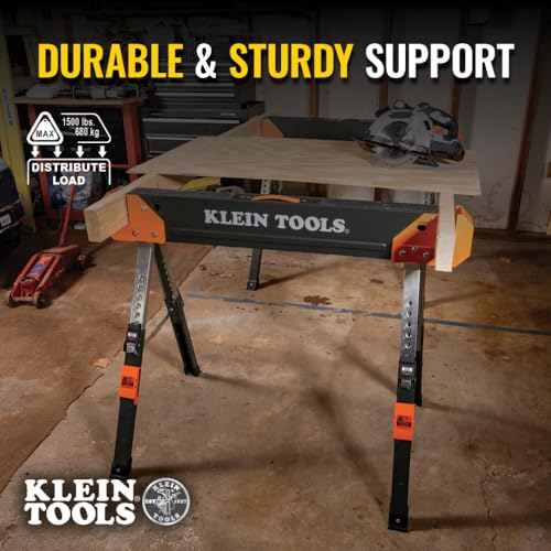 Klein Tools 66188 Folding Saw Horse, 2x4 Support Arms, 26-Inch to 32-Inch Adjustable Height, Heavy Duty Jobsite Table, 1-Pack - Image 3