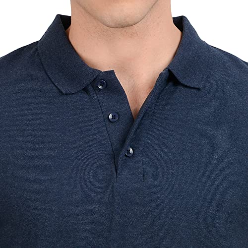 Image of AWG ALL WEATHER GEAR Men's Cotton Regular Fit Solid Polo Neck T-Shirt Navy Blue Melange