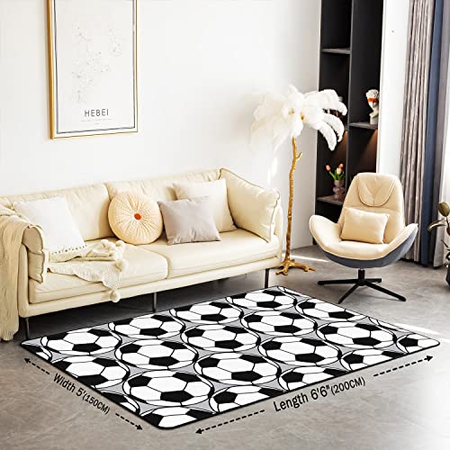 Loussiesd Kids Football Area Rug Soccer Ball Pattern Rugs for Living Room Bedroom Boys Girls Teens Sports Theme Decor Carpet Football Games Floor Mat 150 * 200cm - Image 2