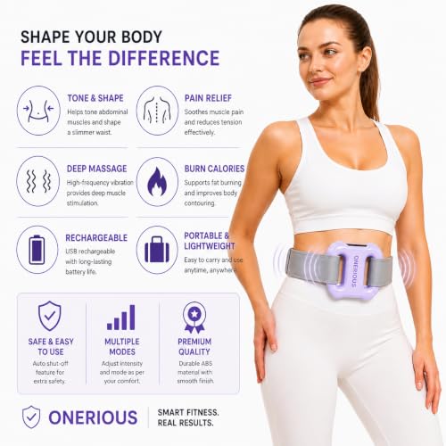 Image of Premium Belly Fat Burner Electric Abdominal Slimming Belt with Vibration & Heat, Belly Massager & Muscle Stimulator Belt for Stomach Toning, Body Shaper Fitness Belt for Men & Women Home Use