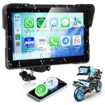 Rimoody Portable Motorcycle CarPlay Screen, 5" IP67 Waterproof Touchscreen with Wireless Android Auto, Dual Bluetooth, EQ, Navigation, Universal Motorbike Mount