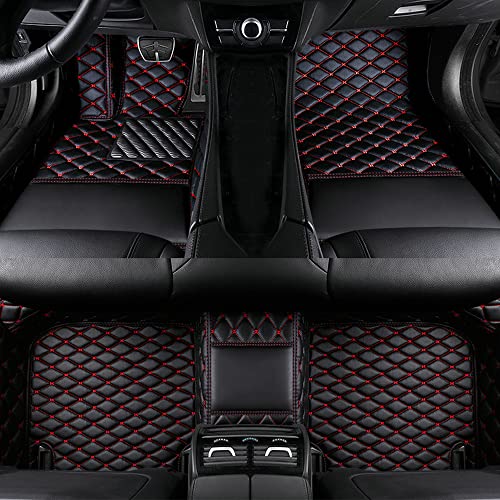 AJDGL Customize All-Weather Protection Luxury Leather Floor Mats for Cars, SUVs, and Trucks According to Automotive Model (3D Black red Floor mats for Cars)