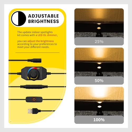 Image of LED Mini Spot Light 6PCS, 1W 5VLed Spotlight Indoor with Dimmer, Dimmable LED Mini Spotlight Indoor Accent Lights Adjustable for Picture Painting Model Display Jewelry Showcase (Warm White)