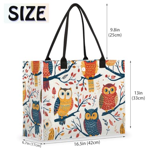 Cartoon Owl Branch Tote Bag for Women Large Beach Bag Reusable Tote Bags for Work Travel Beach Shopping2