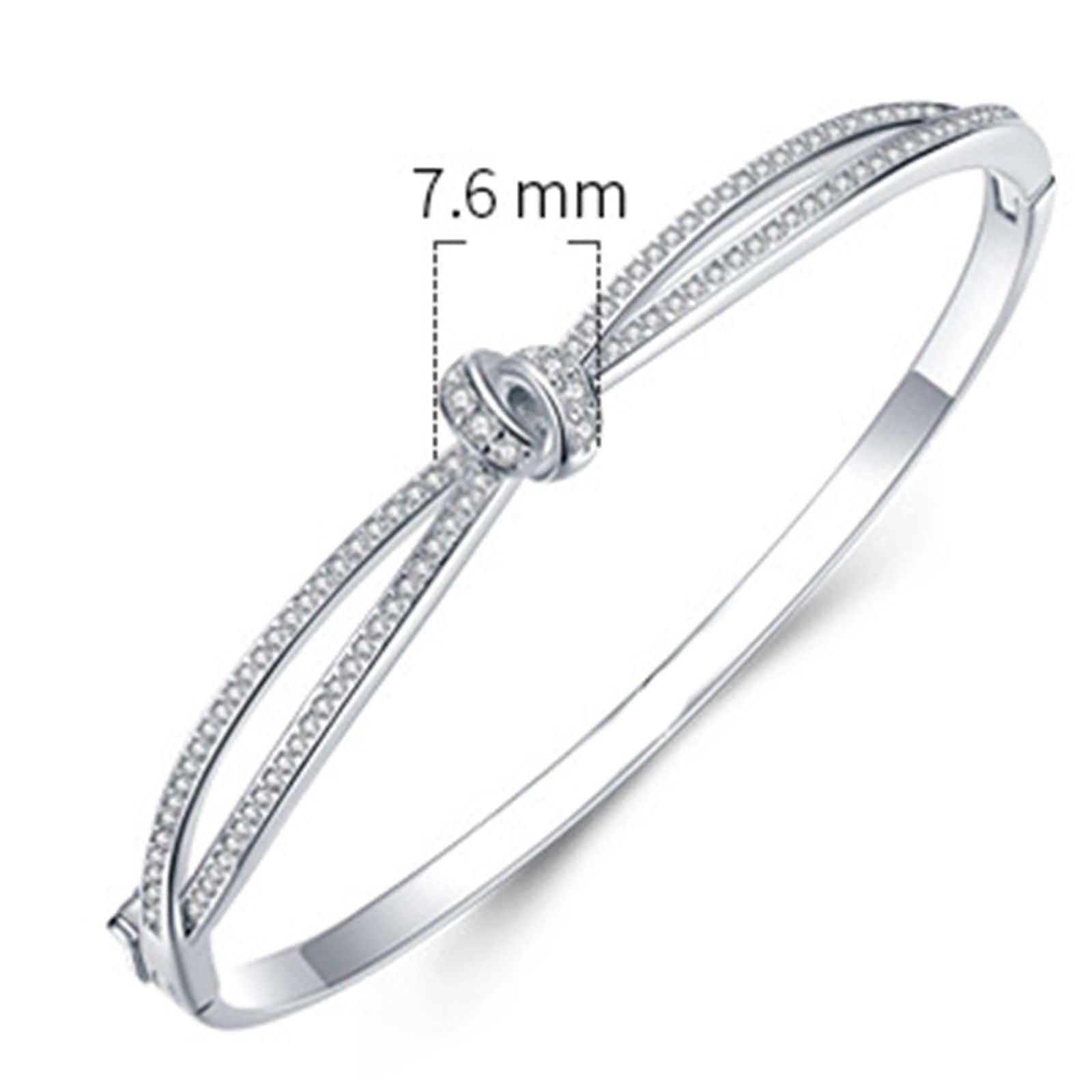 Pulseras de Mujer de Oro Blanco 9Kilates / 14Kilates / 18Kilates, Infinito y Nudo con Moissanita, Cadena 16 CM, Pulsera Mujer Plata