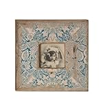 Wilco Imports Distressed Blue Floral Picture Frame 10-inch x 1.25-inch x 10-inch Photo Size (4 x 4)