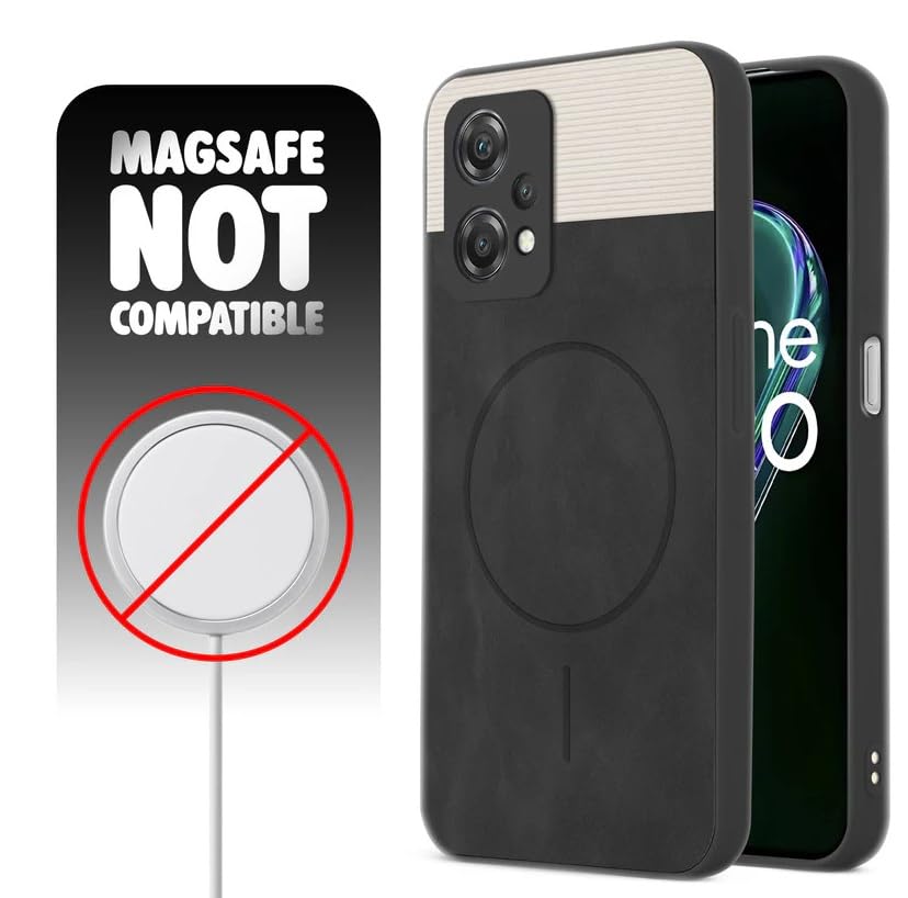 Image of Bintage CASE Mac Safe Design Hard Light Weight Back Case | Soft Border Camera Protect | Dual PU Leather Finish Back Cover Compatible for OnePlus Nord CE 2 Lite 5G - White & Black
