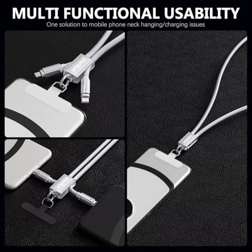 Image of Verilux 2-in-1 PD 65W Type C Cable Fast Charging with Phone Lanyard, 3.3Ft /1M Nylon Type C to C Cable Supports 480MBPS Data Sync for iPhone 17 /17 Pro /17 Pro Max /16 /15 Series, Galaxy S25 /S24 /S23 /S22