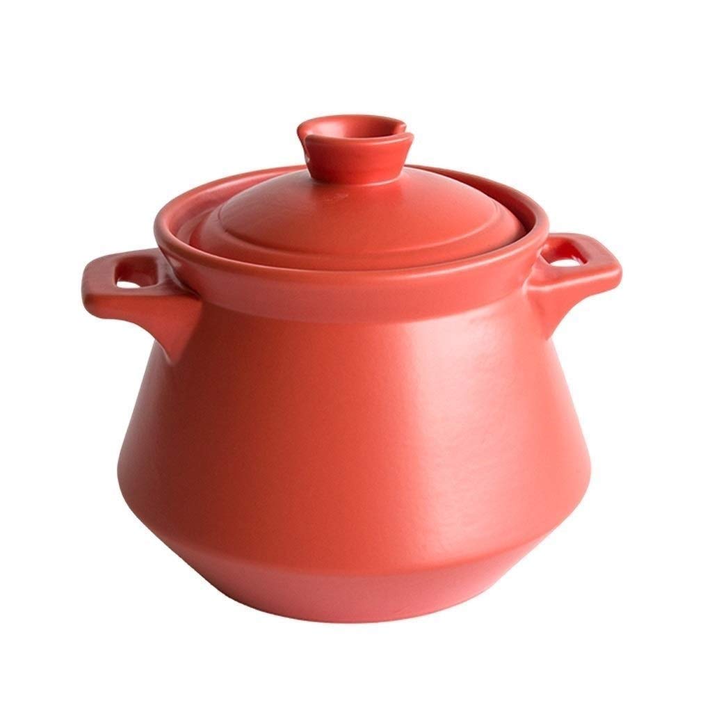 Cacerola de cerámica - Cacerola de Fuego para Sopa de Hierro Fundido para el hogar, Olla de cerámica para Sopa, Olla de Piedra para Sopa de Alta Temperatura (Rosso 5L)