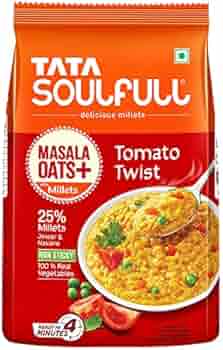 Tata Soulfull Masala Oats+, Tasty Snack with Millets, Tomato Twist, 500g