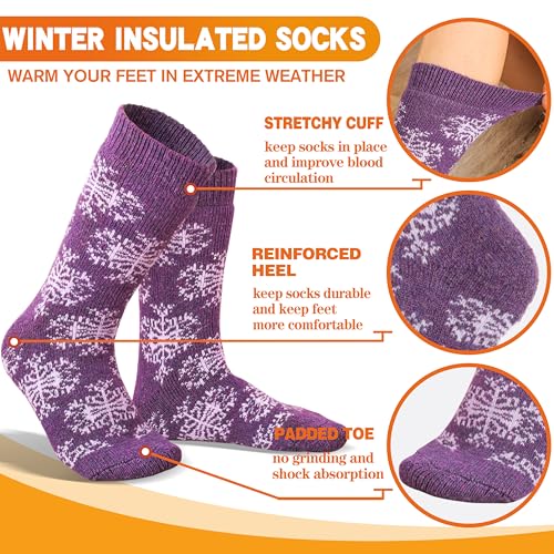 Image of 3 Pairs Warm Thermal Socks for Women & Men Winter Ski Thick Boot Insulated Socks for Cold Weather