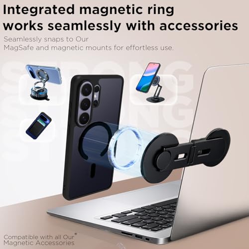 Image of RIGGEAR Shockproof Sleek Hybrid Armor Magnetic Back Cover Case Compatible with MagSafe Accessories for Samsung Galaxy S26 Ultra (Smoke Black Matte PC + Black TPU Bumper)