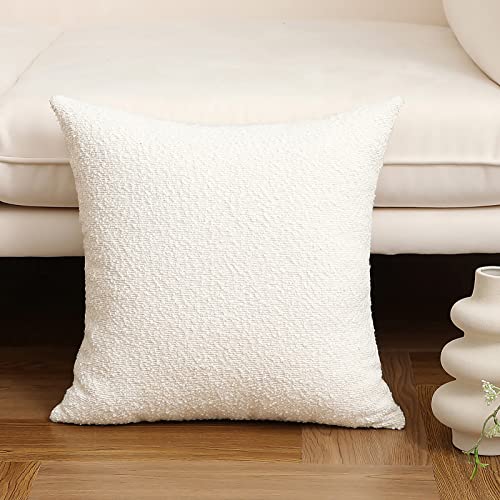 Jeneoo Ivory Decorative Square Thick Accent Throw Pillow Covers Fine Textured Boucle Couch Cushion Cases for Livingroom Sofa Decor, Set of 1, 24 x 24 Inch Jeneoo Ivory Decorative Square Thick Accent Throw Pillow Covers Fine Textured Boucle Couch Cushion Cases for Livingroom Sofa Decor, Set of 1, 24 x 24 Inch