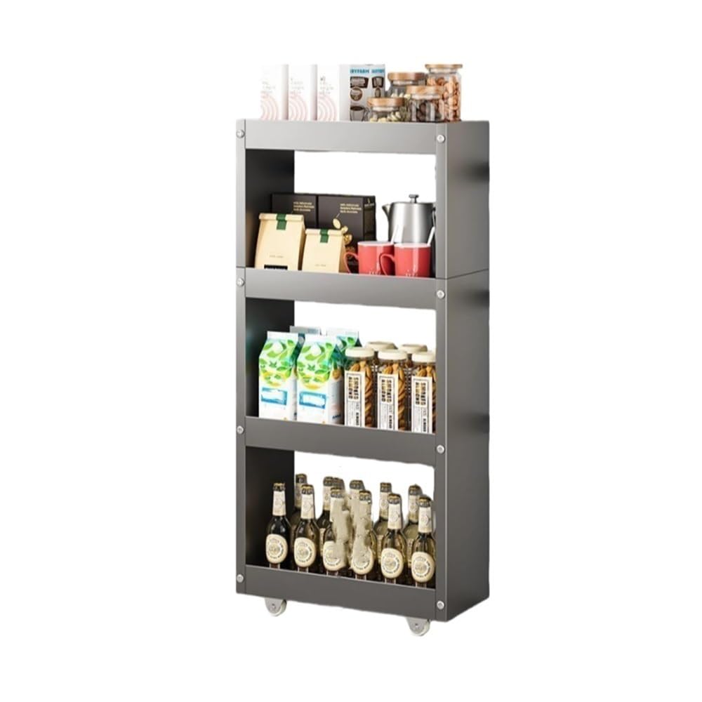 Carrelli portaoggetti Ripiani Multistrato dispensa Stretta per la casa Carrello Mobile Minimalista e Sottile scaffalature Metalliche Cucina Bagno Soggiorno(Grigio 98 cm-38 6 pollic