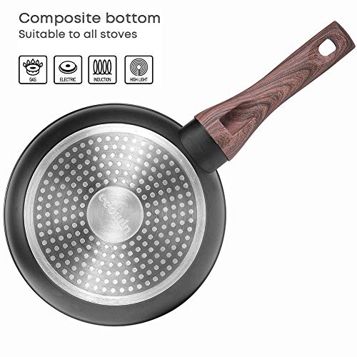 Ecowin 3 Quart Saucepan with Lid, Small Sauce Pot Nonstick Granite Coating with Pour Spout, Induction Cookware, PFOA PTFE Free, Easy to clean