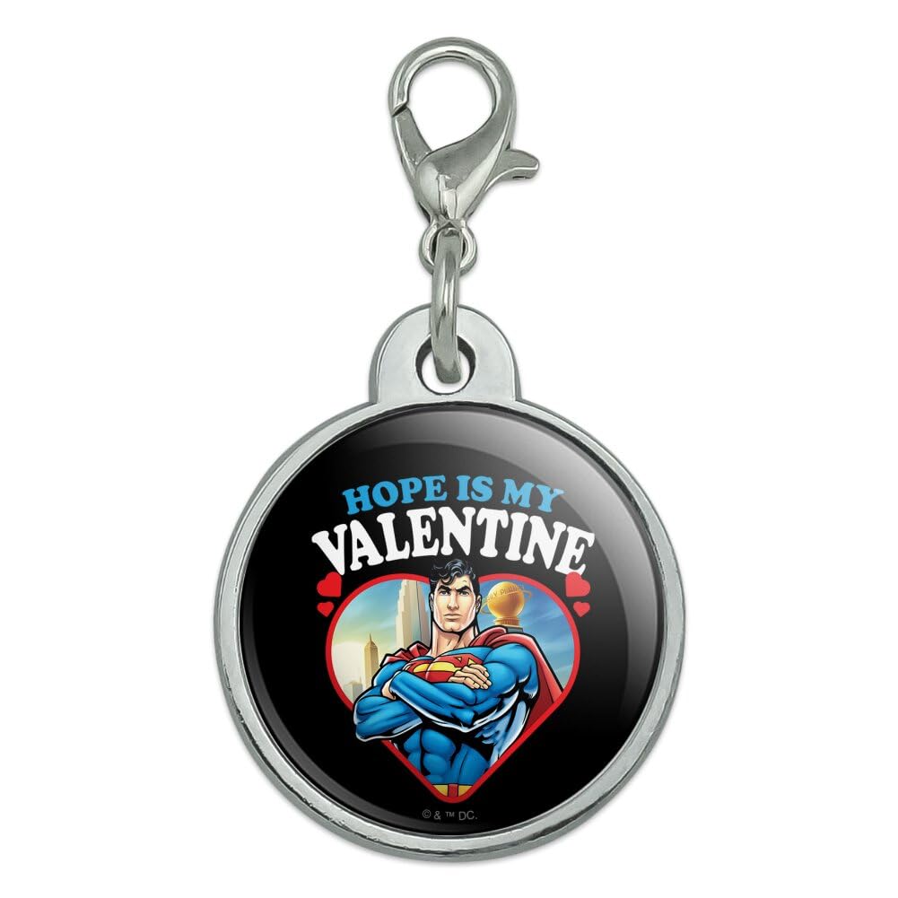 Superman Hope is My Valentine Chrome Plated Metal Pet Dog Cat ID Tag - Small