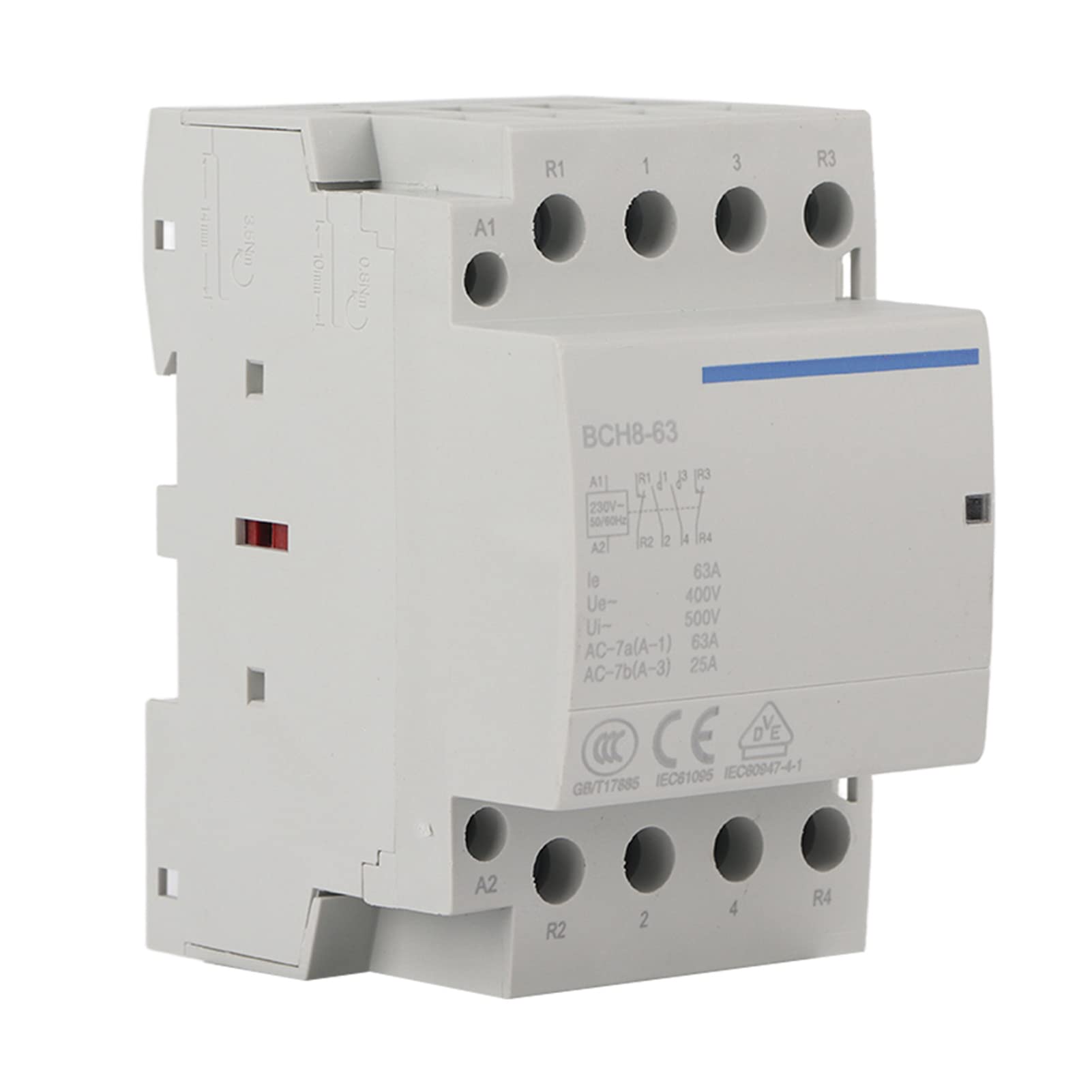 4P 2NO 2NC 63A AC Contacteur 24V / 230V Contacteur Domestique Montage sur Rail DIN 50 / 60Hz