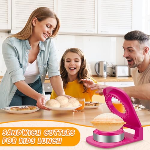 Metal Sandwich Cutter and Sealer - Round Crustless Sandwich Cutter for Peanut Butter and Jelly Sandwich Maker, PB&J Snacks Party Food Prep