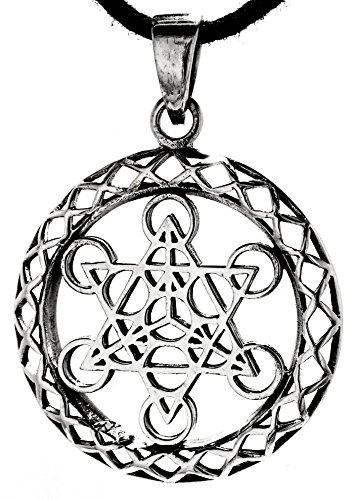 Kiss of Leather Pendentif en forme signe de l'infini cube Metratons en argent Sterling 925u00a0avec ruban en coton