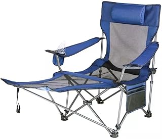 Camping Lounge Chair with Cup Holder Pocket footrest Picnic Garden Fishing