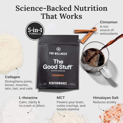 For Wellness The Good Stuff Performance – Coffee Booster | Collagen + MCT Powder Supplement with L-Theanine and Antioxidants for Jitter-Free Energy & Stamina | Non-Dairy, Keto-Friendly, 30 Servings - Image 5
